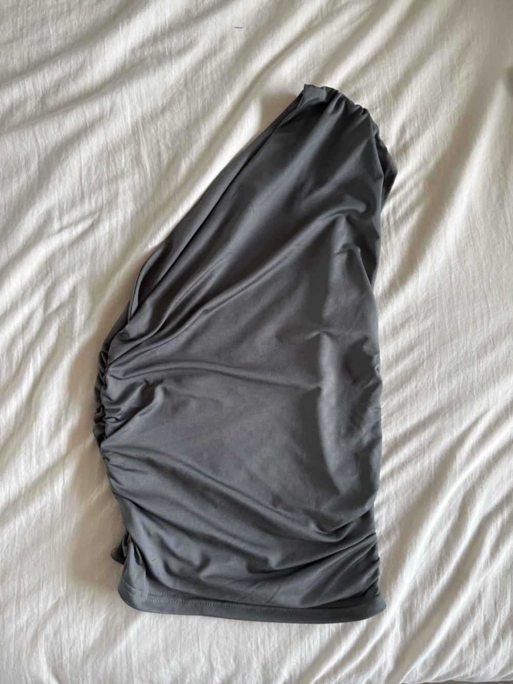 Women's asymmetrical Ruched Charcoal Gray tank